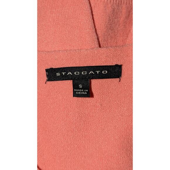 Staccato V-Neck Knit Top Salmon Long Sleeve Lightweight Pullover Sweater Small - Picture 4 of 5